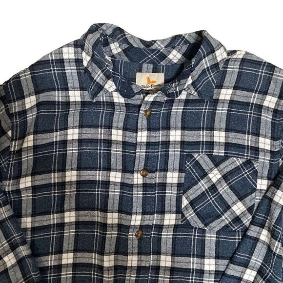Field & Stream Blue Plaid Flannel Long Sleeve Button Down Shirt Men Size XL - Picture 3 of 9